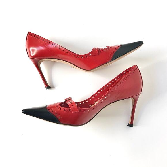Dior Spectadior Red Brogue Cap Toe Buckle Maryjane Pumps 39 - Picture 6 of 11